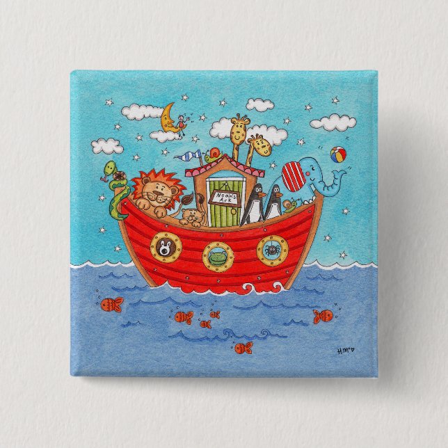 Noah's Ark  2 Inch Square Button (Front)