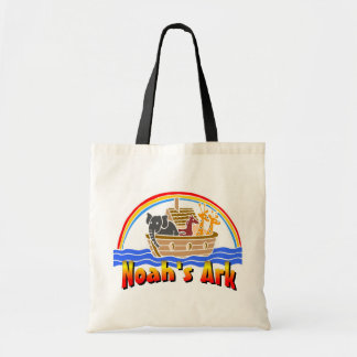Noah's ark and rainbow tote bag
