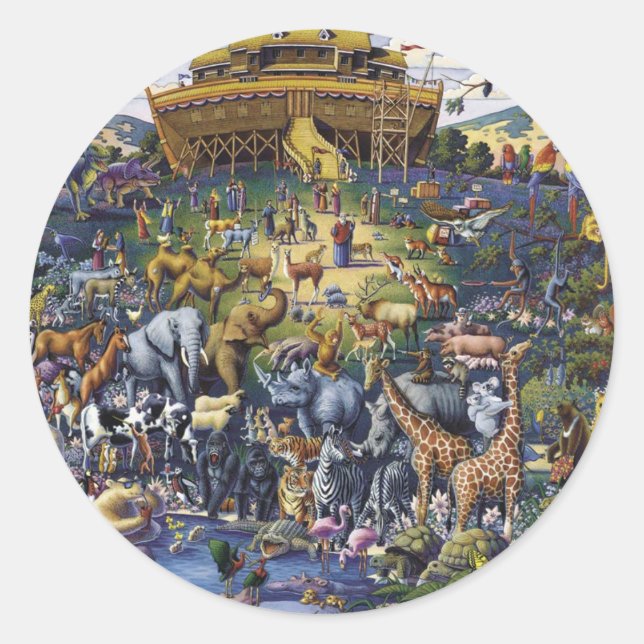 Noahs Ark Animals Classic Round Sticker (Front)
