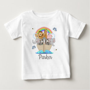 Noahs Ark Animals Rainbow Birthday Kids Name Baby T-Shirt