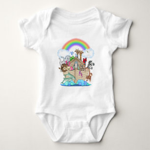 Noah's Ark baby animals romper unisex