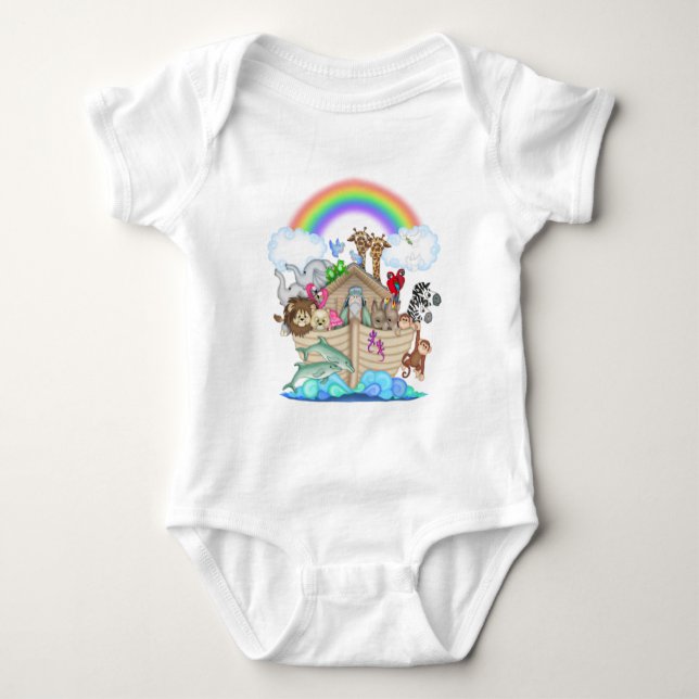 Noah's Ark baby animals romper unisex (Front)