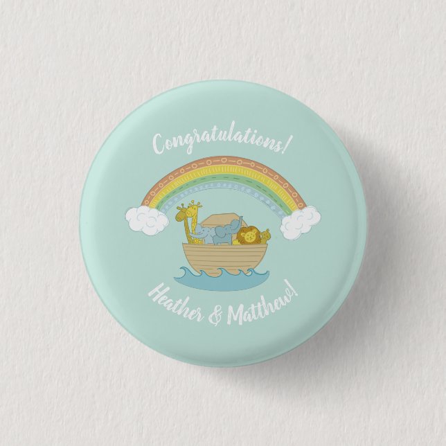 Noah's Ark Baby Shower 1 Inch Round Button (Front)