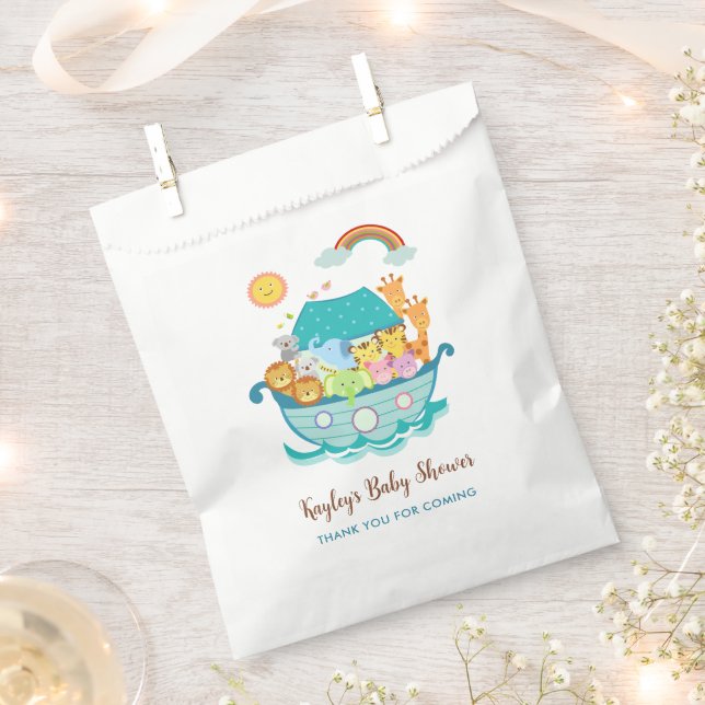 Noahs Ark Baby Shower Favour Bags Boys Personalize (Clipped)