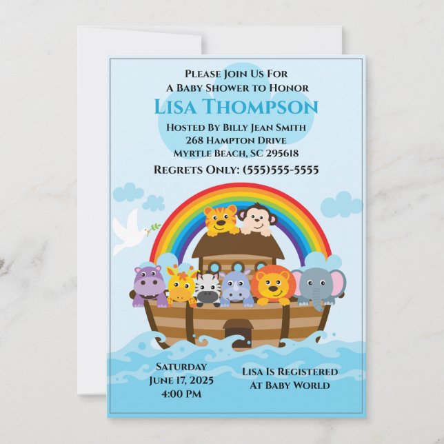 Noah's Ark Baby Shower Invitation (Front)