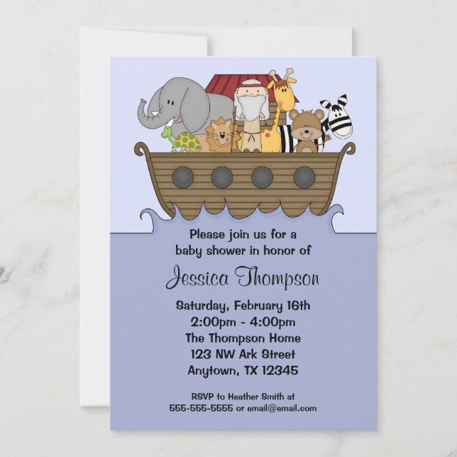 Noah's Ark Baby Shower Invitations (Front)