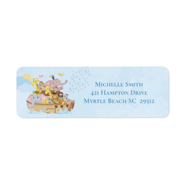 Noah's Ark Baby Shower Return Address Label (Front)
