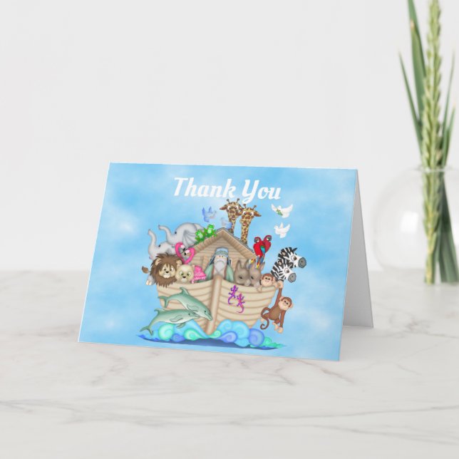 Noah's Ark Baby Shower Thank You Card (Front)