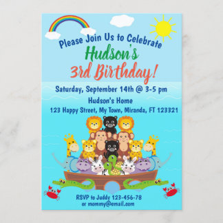 Noah's Ark Birthday Invitation