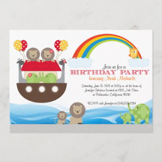 Noah's Ark Birthday Invitation