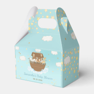 Noah's Ark Blue Boy Baby Shower Thank You Favor Box