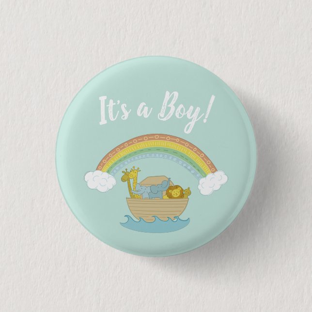Noah's Ark Boho Baby Shower 1 Inch Round Button (Front)