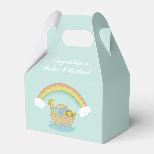 Noah's Ark Boho Baby Shower Favor Box (Front Side)