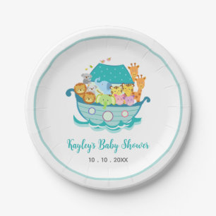 Noah's Ark Boy Baby Shower Paper Plates