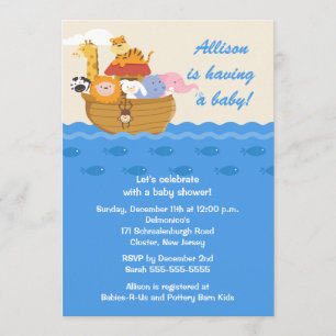 Noah's Ark Boy or Girl Baby Shower Invitation