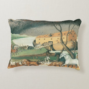 Noah's Ark by Edward Hicks, Vintage Folk Art Accent Pillow