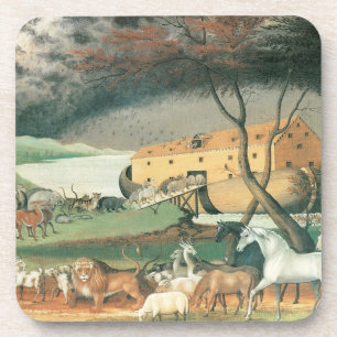 Noah's Ark by Edward Hicks, Vintage Folk Art Coaster