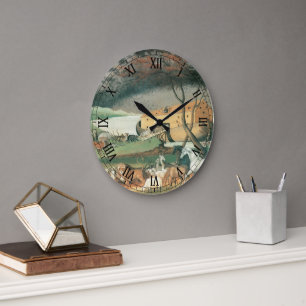 Noah's Ark by Edward Hicks, Vintage Folk Art Large Clock