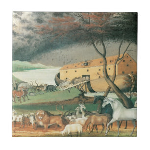 Noah's Ark by Edward Hicks, Vintage Folk Art Tile