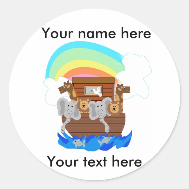 Noah's Ark Customizable Classic Round Sticker (Front)