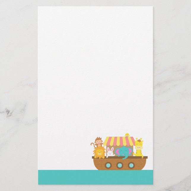 Noah's Ark, Cute Animals for kids Stationery (Front)