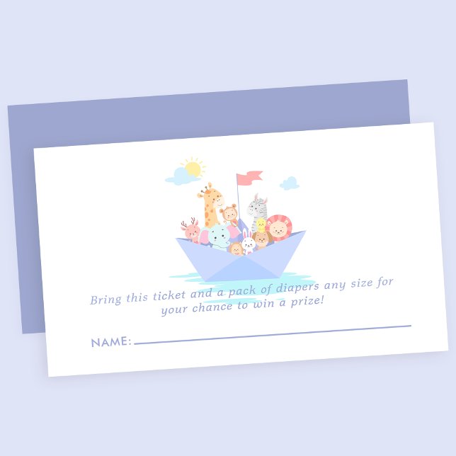 Noah's Ark Cute Baby Shower Diaper Raffle Enclosure Card (Creator Uploaded)