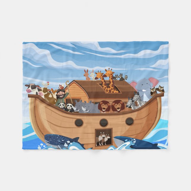 Noah's Ark Fleece Blanket for Kids (Front (Horizontal))