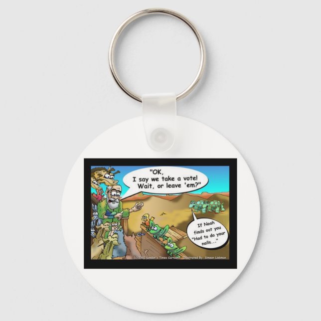 "Noah's Ark" Funny Cartoon Tees Gifts Collectibles Keychain (Front)