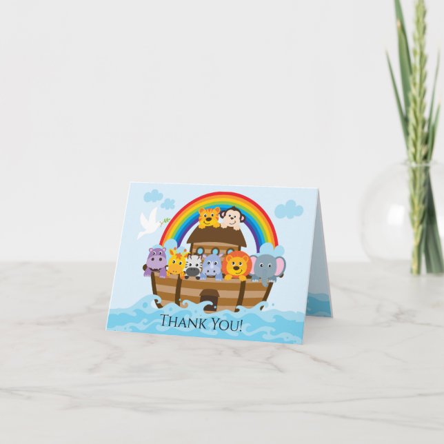 Noah's Ark Girls Baby shower Merci Note (Devant)