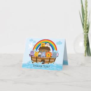 Noah's Ark Girls Baby Shower Thank You Note Card