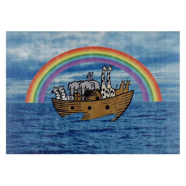 Noah's Ark - God's Rainbow Covenant Cutting Board (Front)