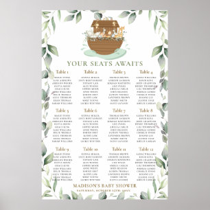 Noah's Ark Greenery Baby Shower Seating Chart