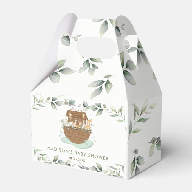 Noah's Ark Greenery Gender Neutral Baby Shower  Favor Box (Front Side)