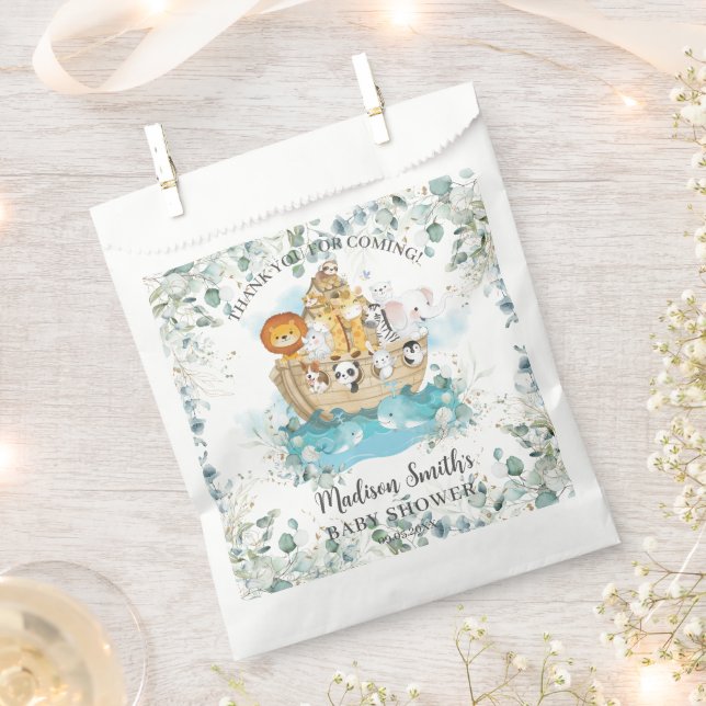 Noah's Ark Greenery Gender Neutral Baby Shower Favour Bag (Clipped)