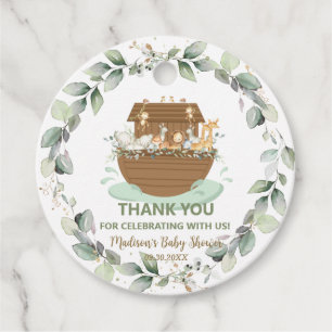 Noah's Ark Greenery Neutral Baby Shower Birthday Favour Tags