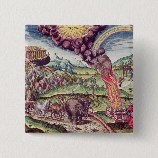 Noah's Ark, illustration from 'Brevis Narratio' 2 Inch Square Button (Front)