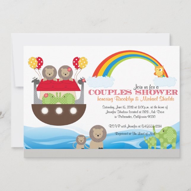 Noah's Ark Invitation - Couples Baby Shower (Front)
