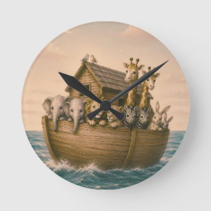 Noah's Ark Islamic Nursery Round Clock