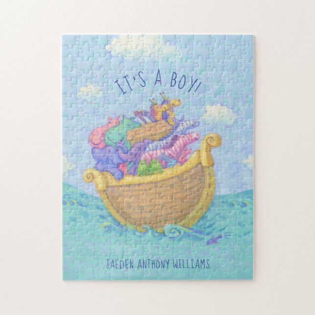 Noah's Ark It's A Boy Jigsaw Puzzle (Vertical)