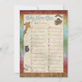 Noah's Ark Nom course Baby shower cartes de jeu