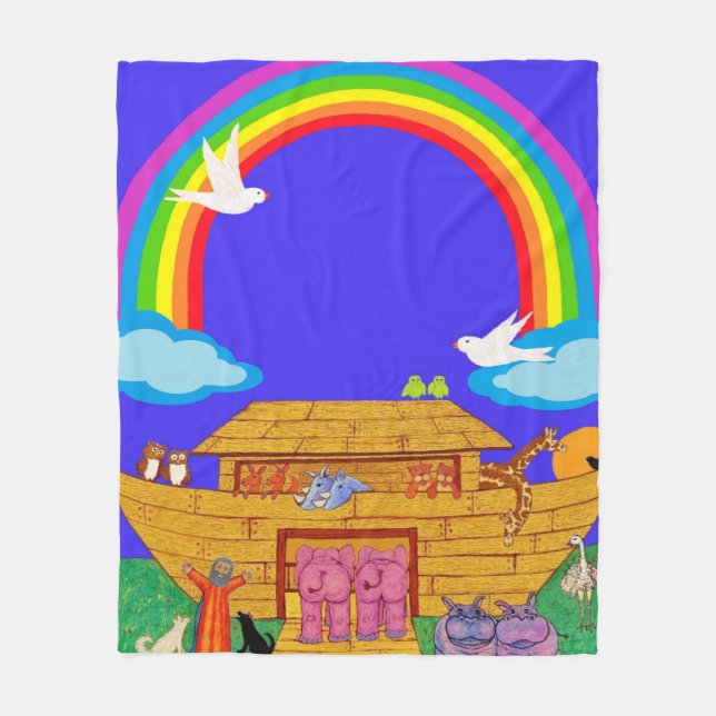 Noah's Ark , Nursery / Kids Rainbow Ark Blanket (Front)