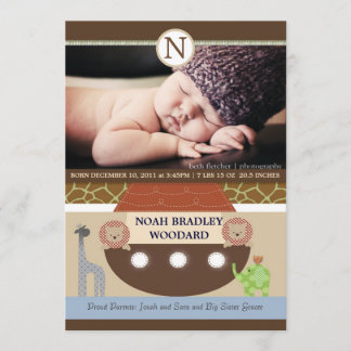 Noah's Ark Photo Birth Announcement