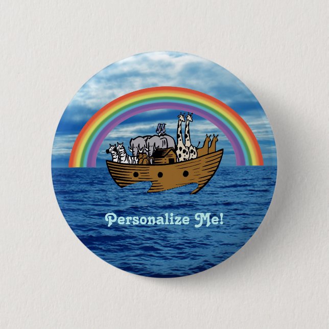 Noah's Ark & Rainbow 2 Inch Round Button (Front)