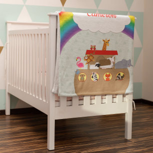 Noah's Ark Rainbow Personalized Fleece Blanket