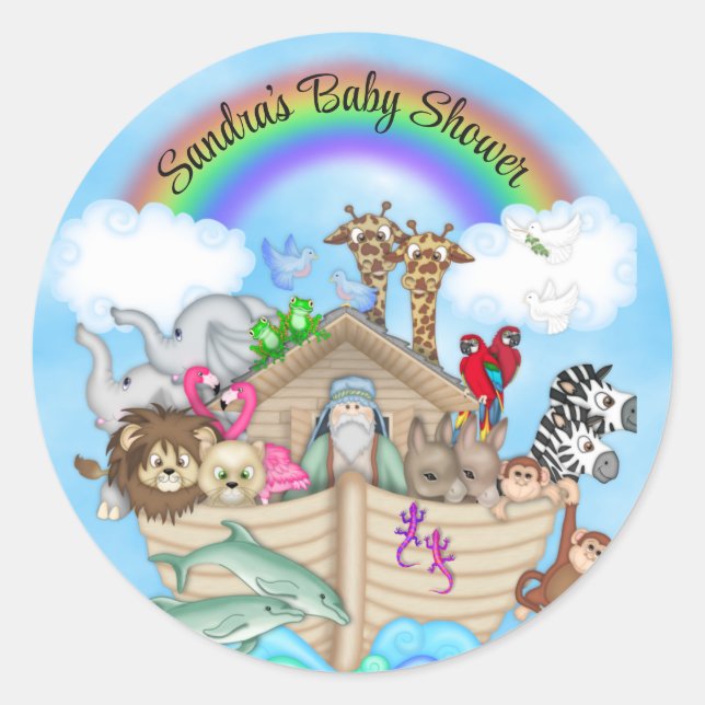   Noah's Ark Rainbow Personalized Stickers (Front)