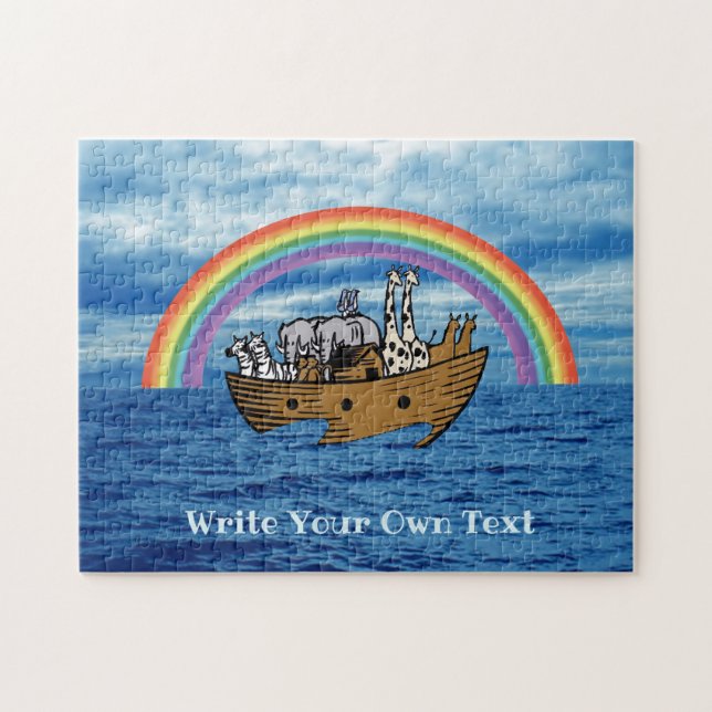 Noah's Ark & Rainbow - Write Your Own Text   Jigsaw Puzzle (Horizontal)