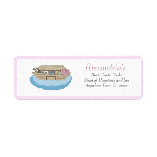 Noah's Ark rose bébé fille douche Invitation