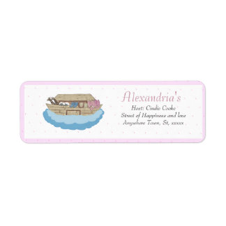 Noah's Ark rose bébé fille douche Invitation