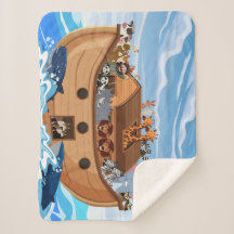 Noah's Ark Sherpa Fleece Blanket for Kids 