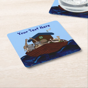Noah's Ark Square Paper Coaster